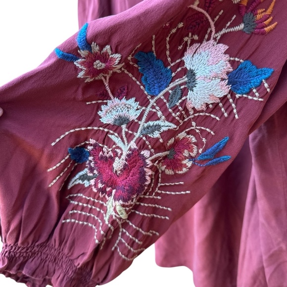 Johnny Was Silk Embroidered Blouse - Picture 10 of 11